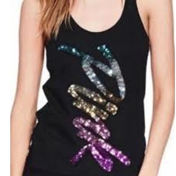 PINK Victoria's Secret Bling Ombre Rainbow Logo Racerback Tank Top size S - Picture 1 of 8